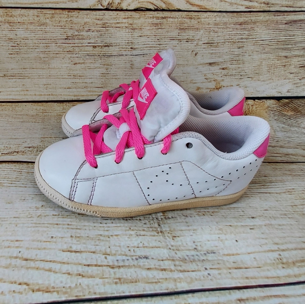 Nike Youth White Pink Leather Sneakers Girl’s Shoes